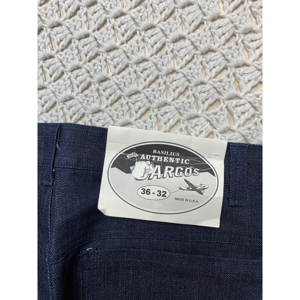 Vtg Basilius Cargos Jeans Mens Tag 36x32 approx 34x32 Wide Leg Blue Denim Usa - Picture 7 of 13